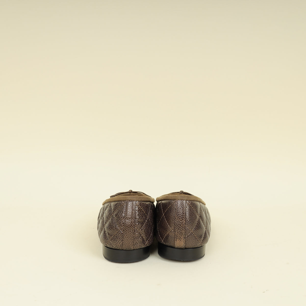 Chanel Dark Olive CC Cap Toe Flat Ballerina 37.5