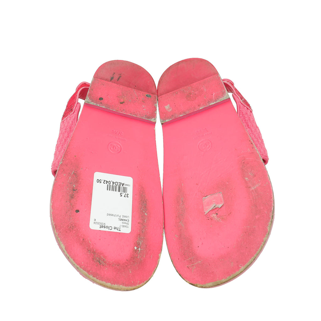 Chanel Pink CC Fabric Dad Sandal 37.5