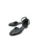 Chanel Black CC Cap Toe CC Ankle Strap Flats 37