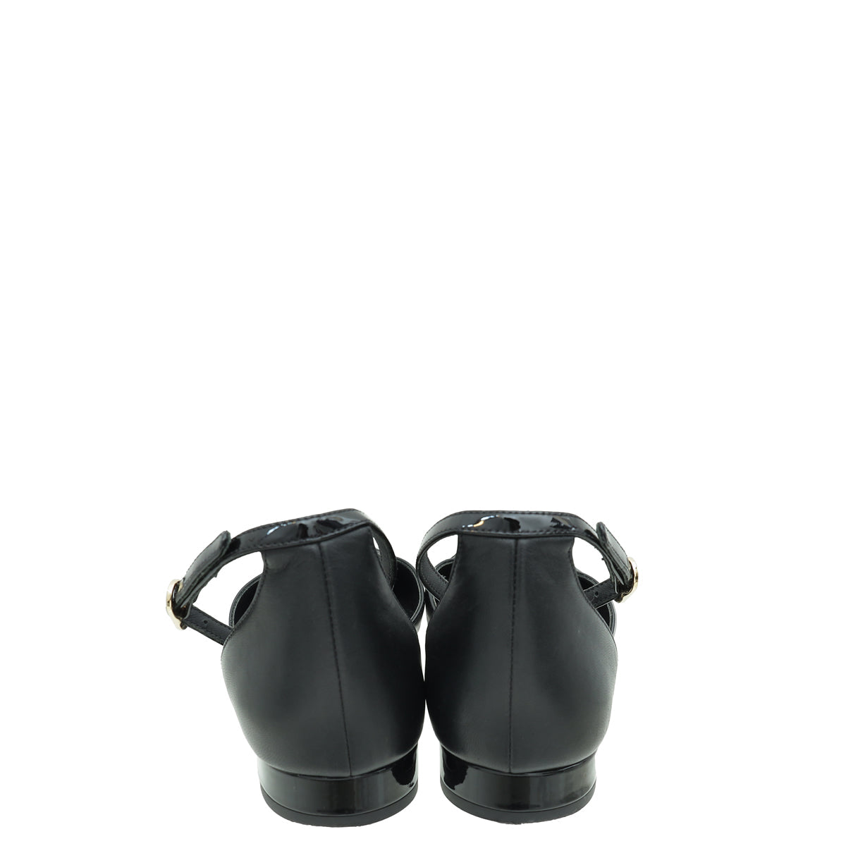 Chanel Black CC Cap Toe CC Ankle Strap Flats 37