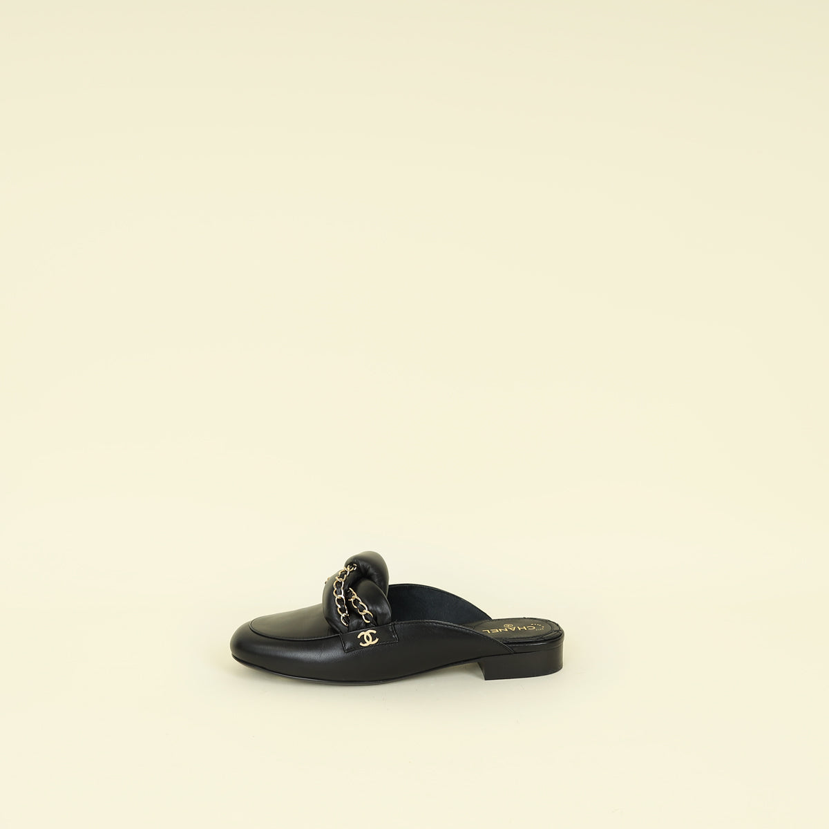 Chanel Black CC Braided Chain Mules 37.5