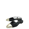 Chanel Bicolor Half D'Orsay Flat Slingback 37
