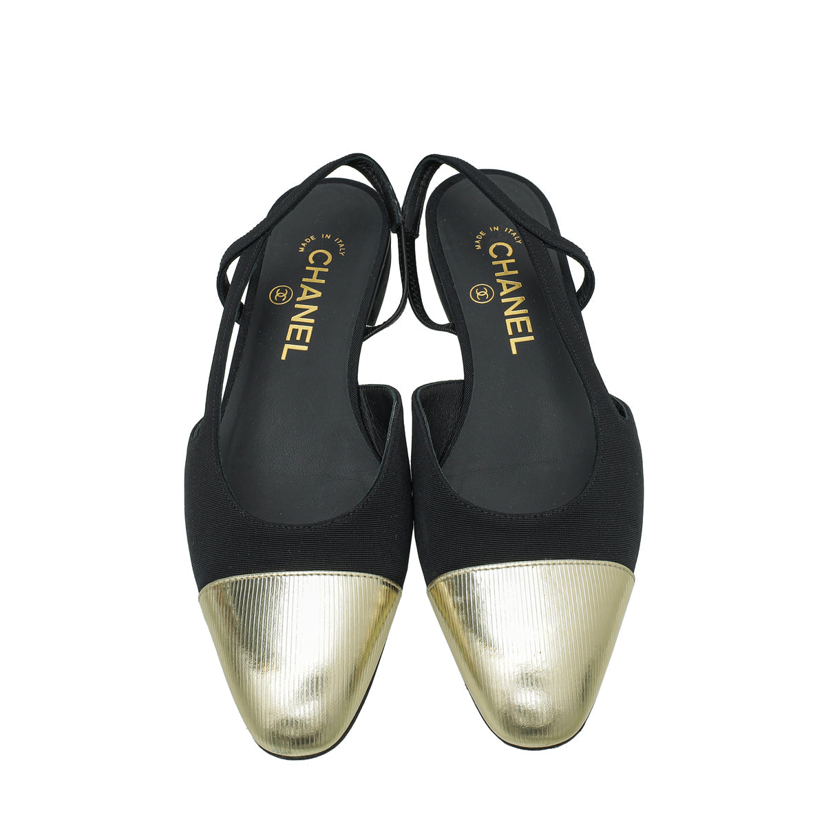 Chanel Bicolor Half D'Orsay Flat Slingback 37