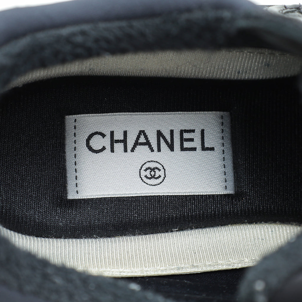 Chanel Black CC Lace Up Trainer Sneakers 37.5