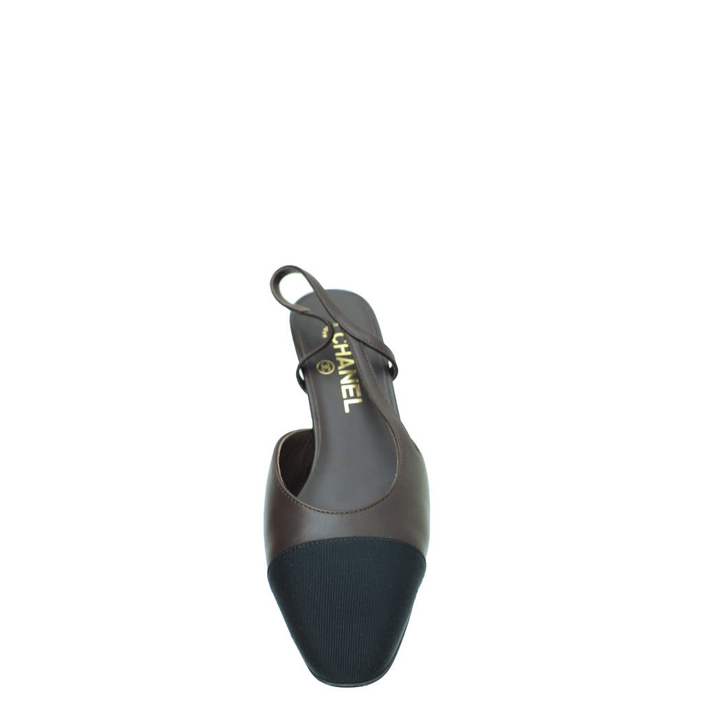 Chanel Bicolor CC Cap Toe Slingback Pump 37.5