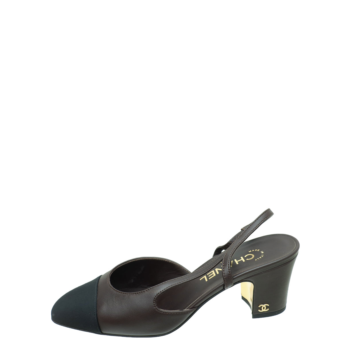 Chanel Bicolor CC Cap Toe Slingback Pump 37.5