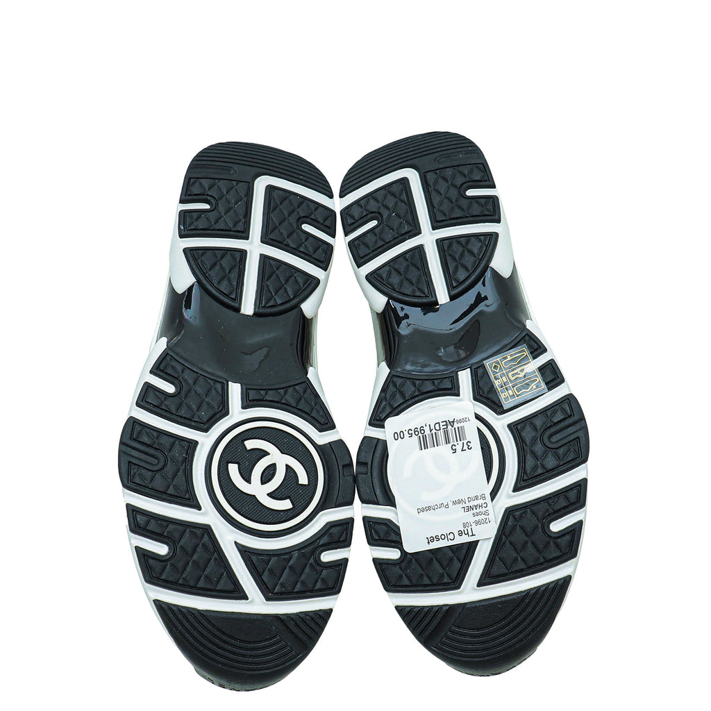 Chanel White Multicolor CC Trainer Sneaker 37.5