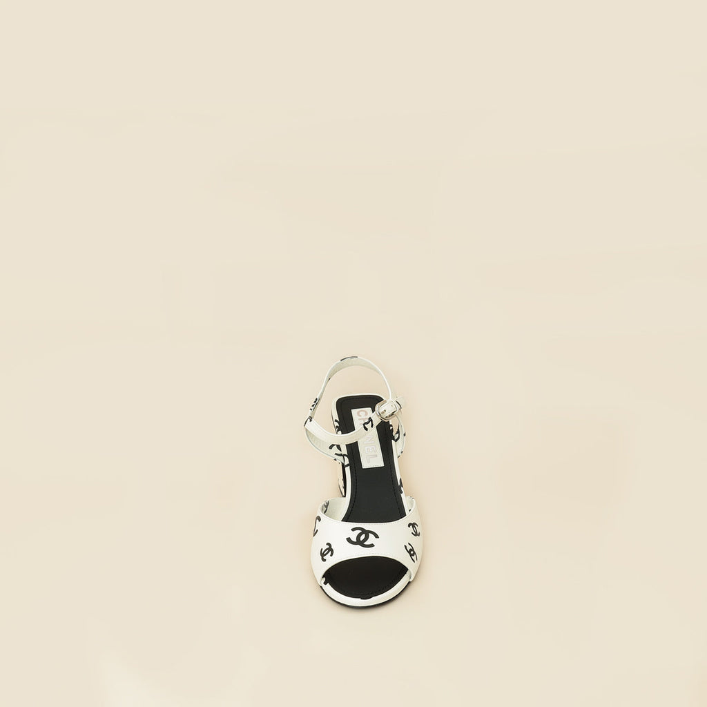 Chanel Bicolor CC Print Coco Beach Sandal 37