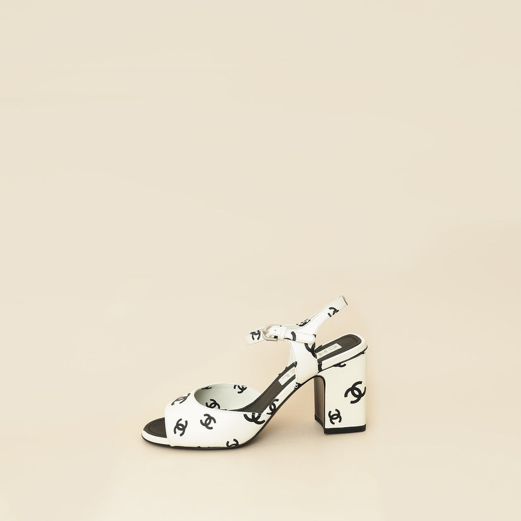 Chanel Bicolor CC Print Coco Beach Sandal 37