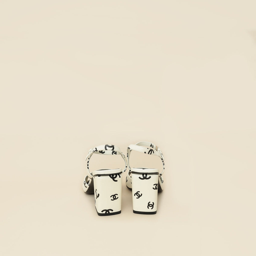 Chanel Bicolor CC Print Coco Beach Sandal 37