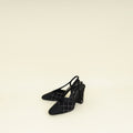Chanel Black Cap Toe Slingback Pumps 37