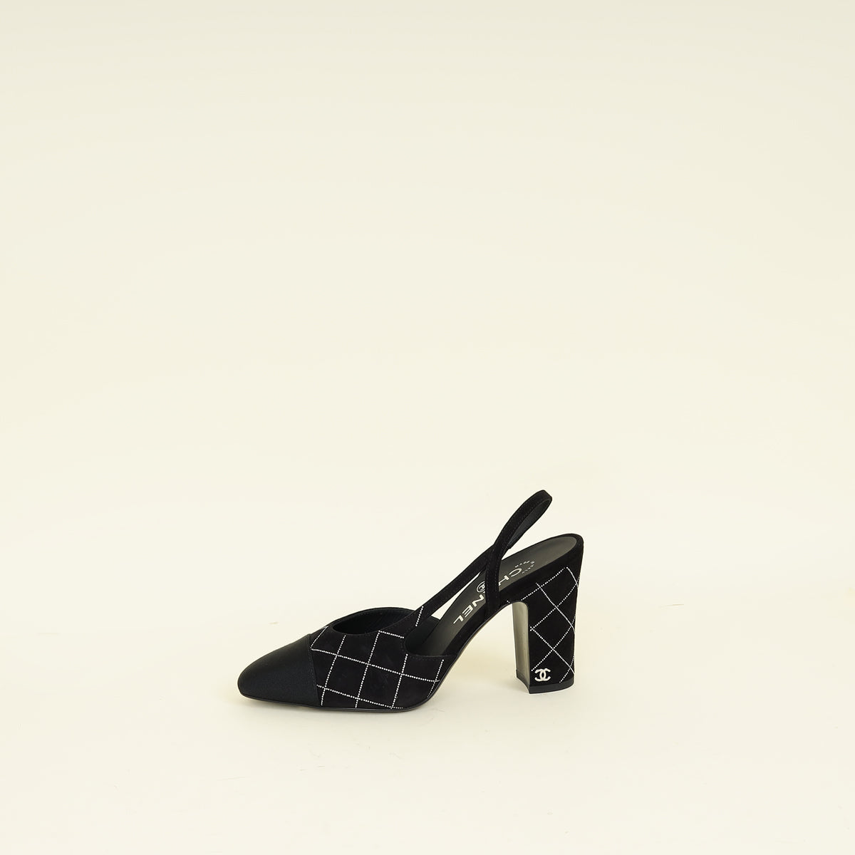 Chanel Black Cap Toe Slingback Pumps 37