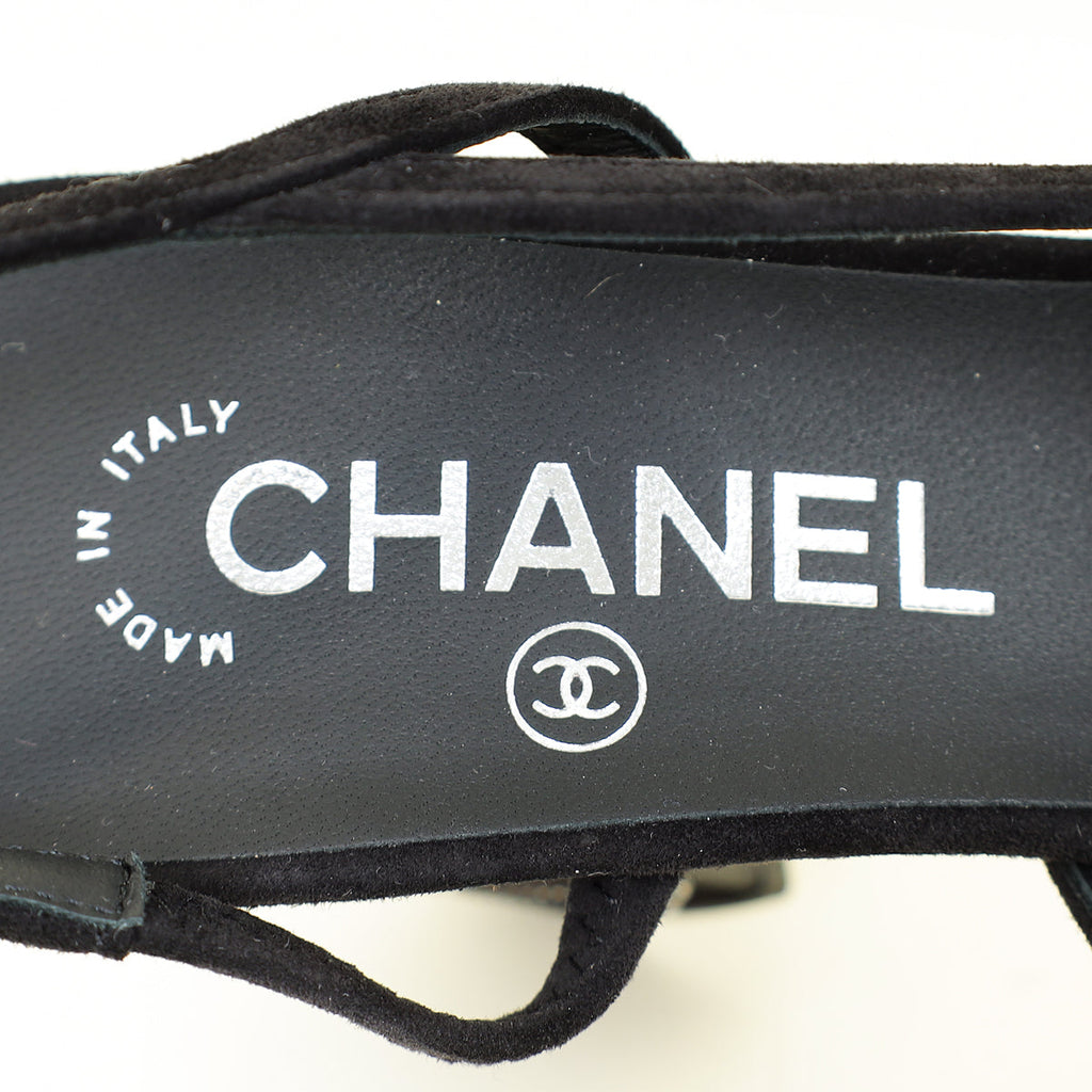 Chanel Black Cap Toe Slingback Pumps 37