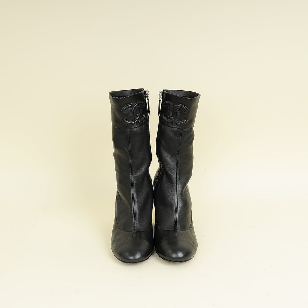 Chanel Black CC Ankle Boots 37