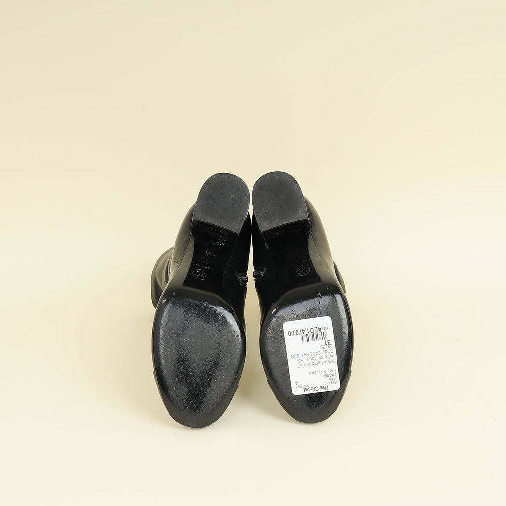 Chanel Black CC Ankle Boots 37