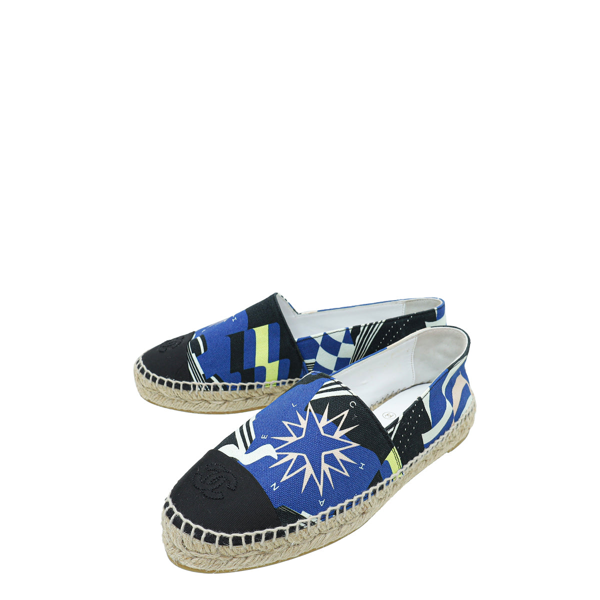 Chanel Tricolor Grosgrain Printed Espadrille 37