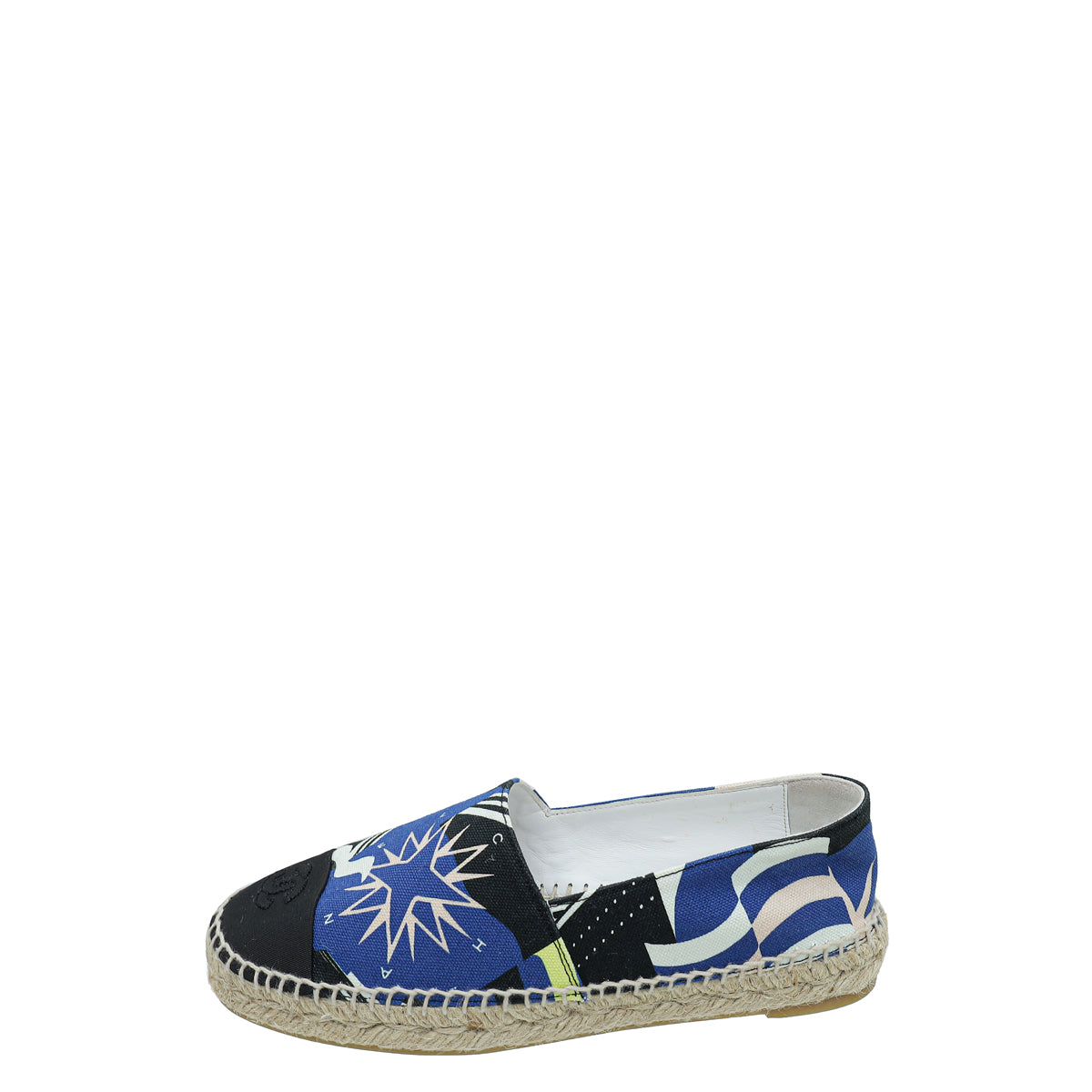 Chanel Tricolor Grosgrain Printed Espadrille 37