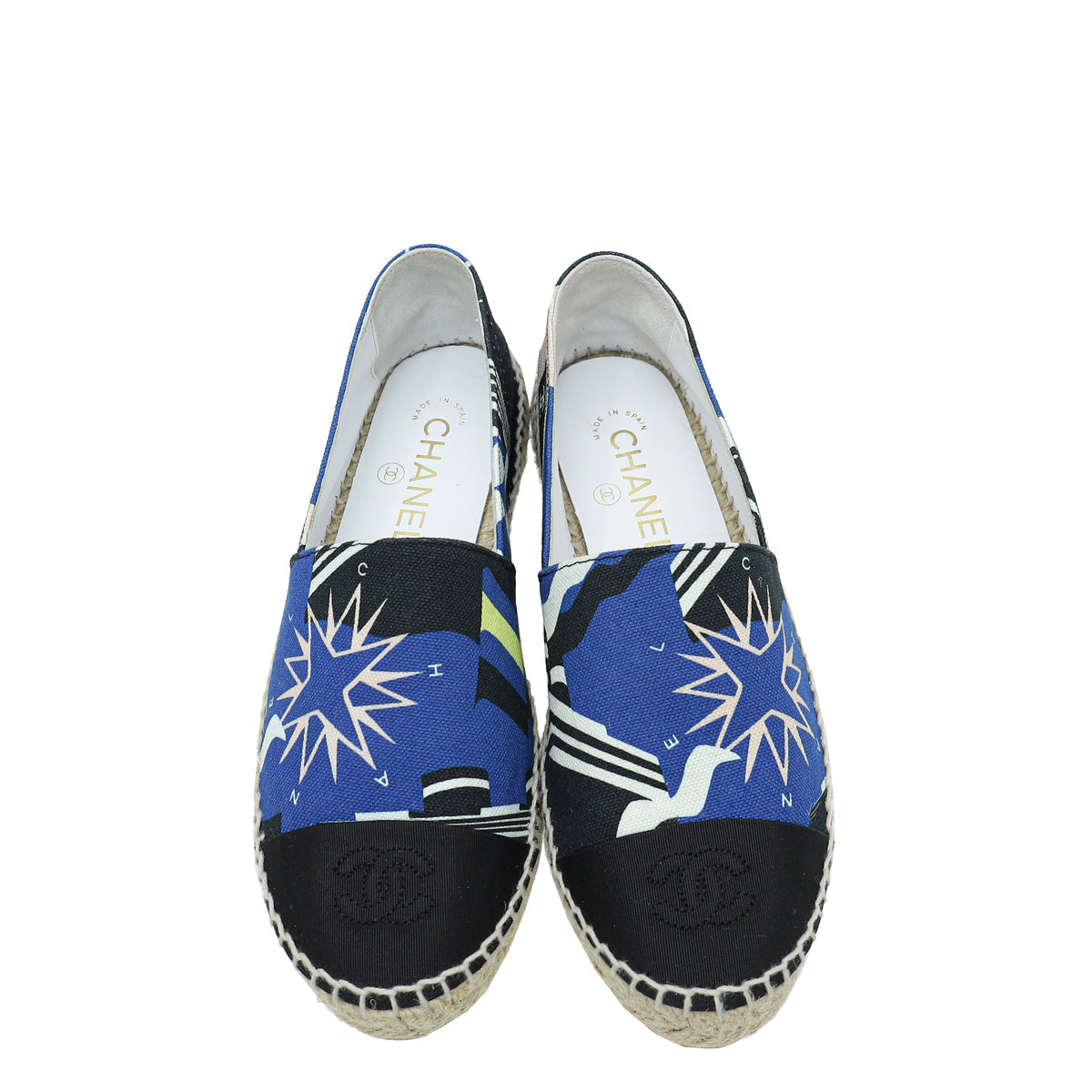 Chanel Tricolor Grosgrain Printed Espadrille 37