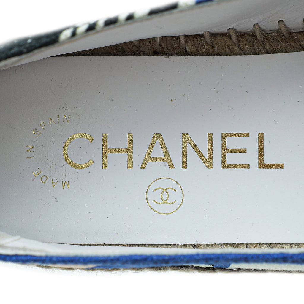Chanel Tricolor Grosgrain Printed Espadrille 37