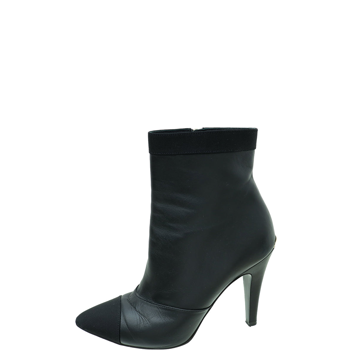 Chanel Black Logo Cap Toe Ankle Boot 37
