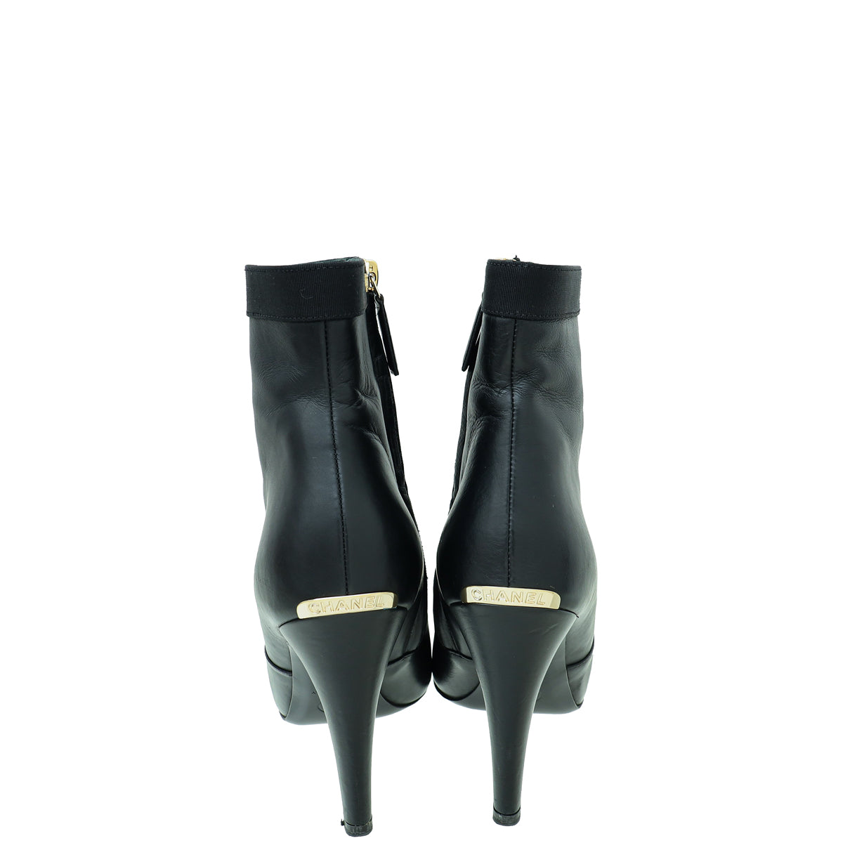 Chanel Black Logo Cap Toe Ankle Boot 37