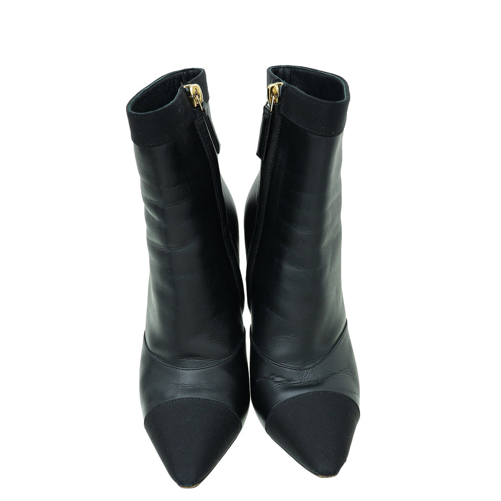 Chanel Black Logo Cap Toe Ankle Boot 37
