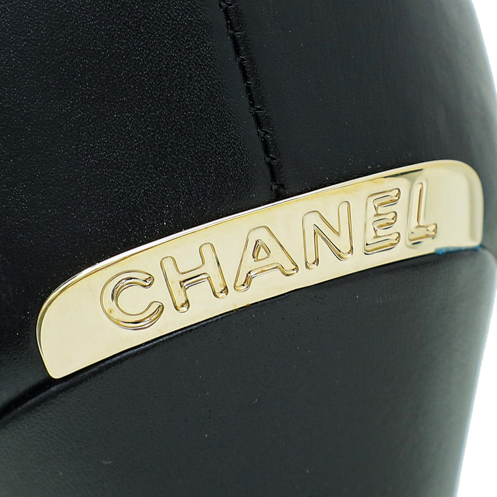Chanel Black Logo Cap Toe Ankle Boot 37