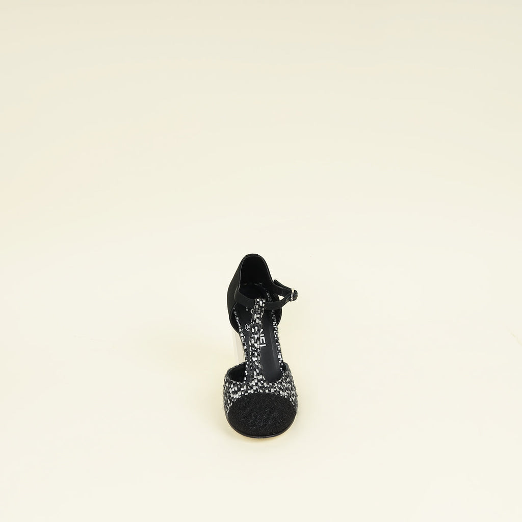 Chanel Tricolor T Strap Tweed Pumps 37