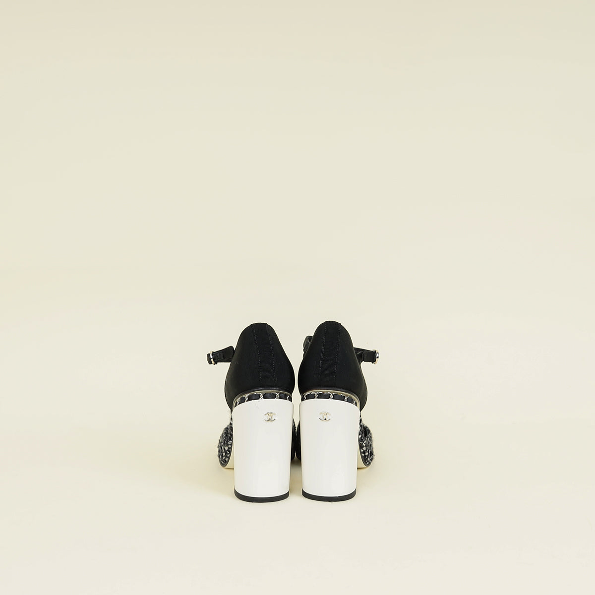 Chanel Tricolor T Strap Tweed Pumps 37