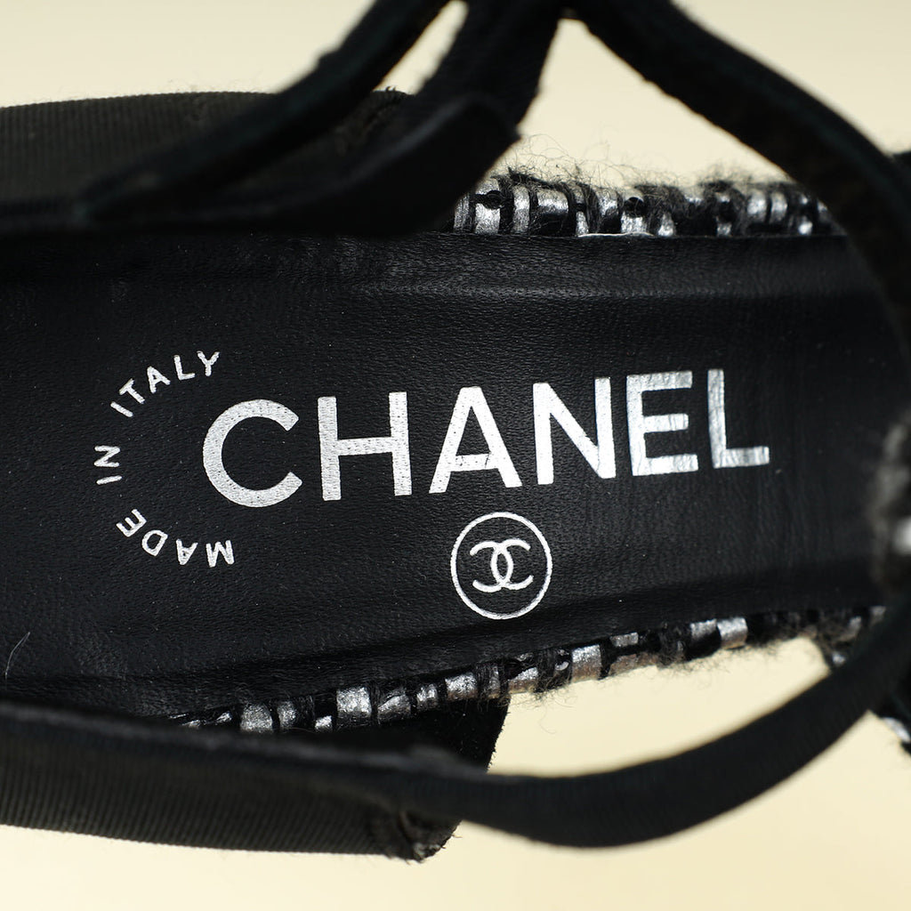 Chanel Tricolor T Strap Tweed Pumps 37