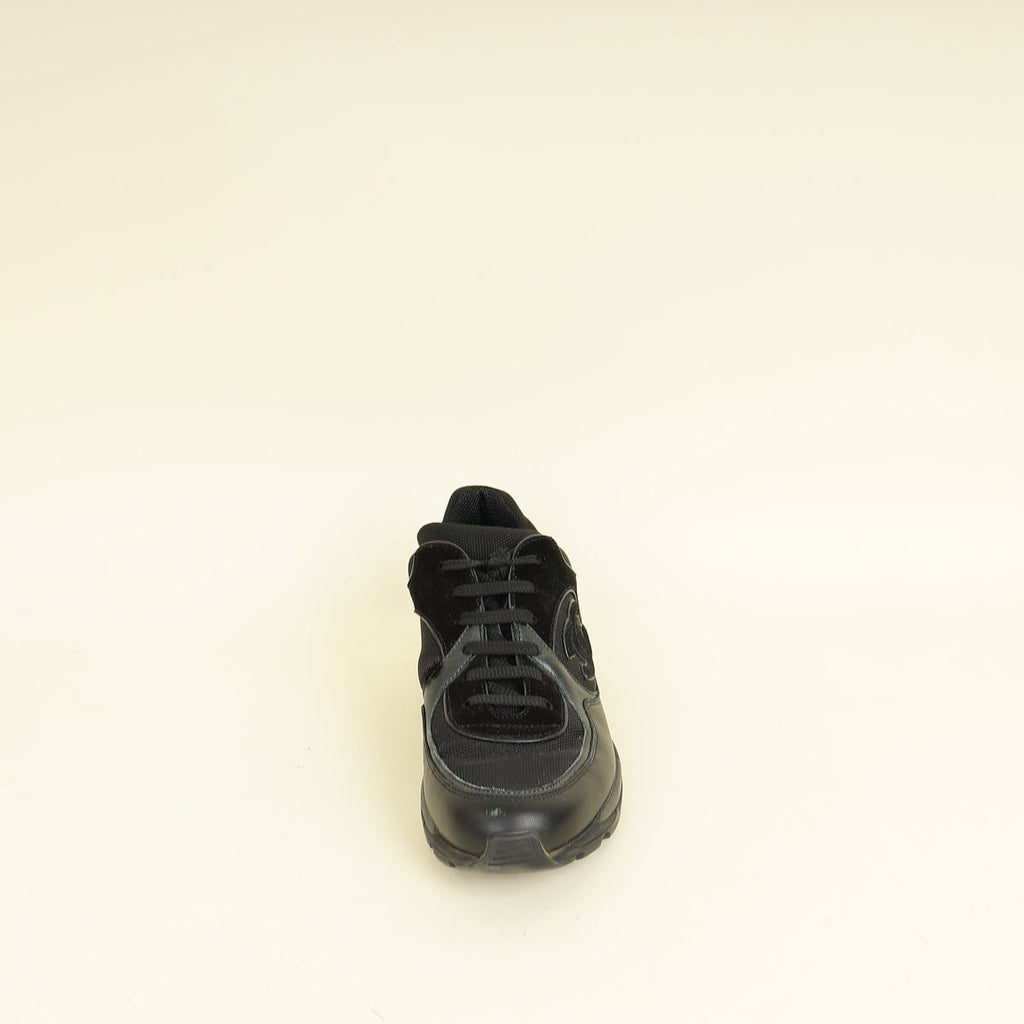 Chanel Black CC Trainer Sneaker 37