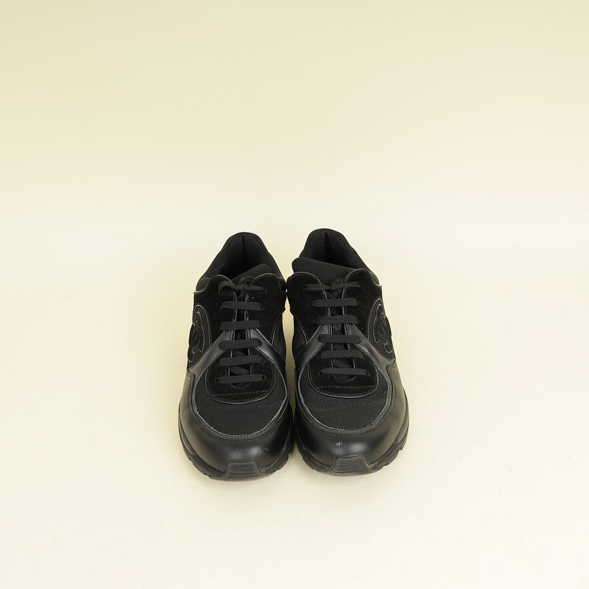 Chanel Black CC Trainer Sneaker 37