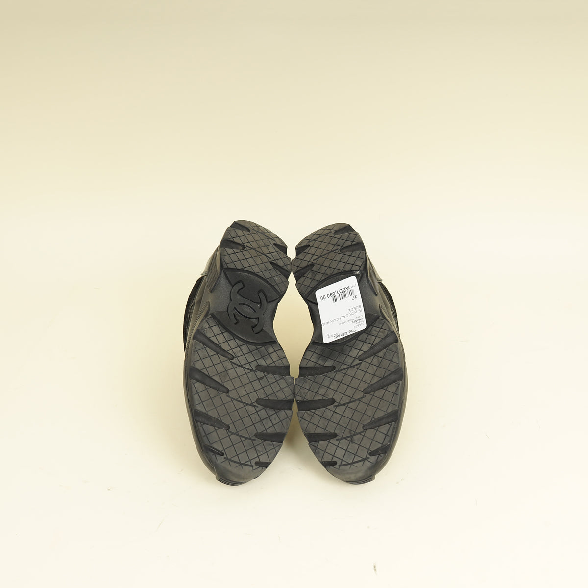 Chanel Black CC Trainer Sneaker 37