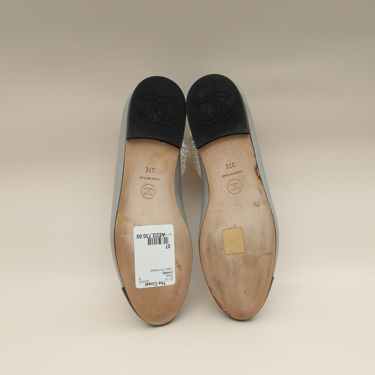 Chanel Bicolor CC Camellia Cap Toe Pearl Ankle Ballerina 37