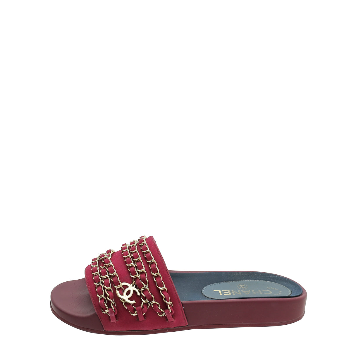 Chanel Bicolor CC Chain Pool Slide Mules 37