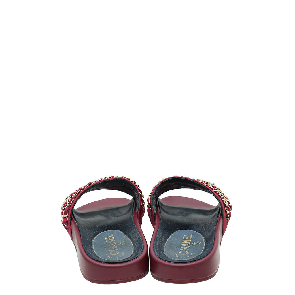 Chanel Bicolor CC Chain Pool Slide Mules 37