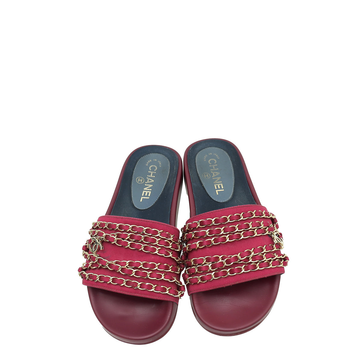 Chanel Bicolor CC Chain Pool Slide Mules 37