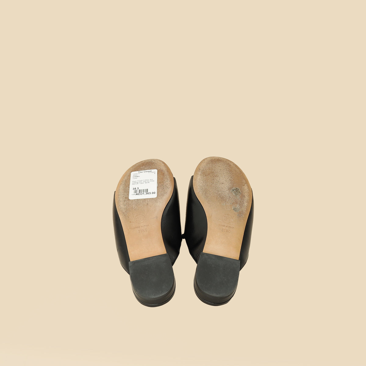 Chanel BlackCC Pearl Mules 38.5