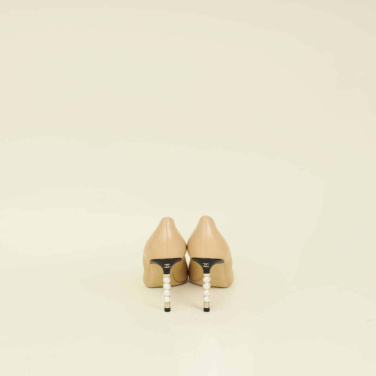 Chanel Bicolor Pearl Heel Pumps 38.5