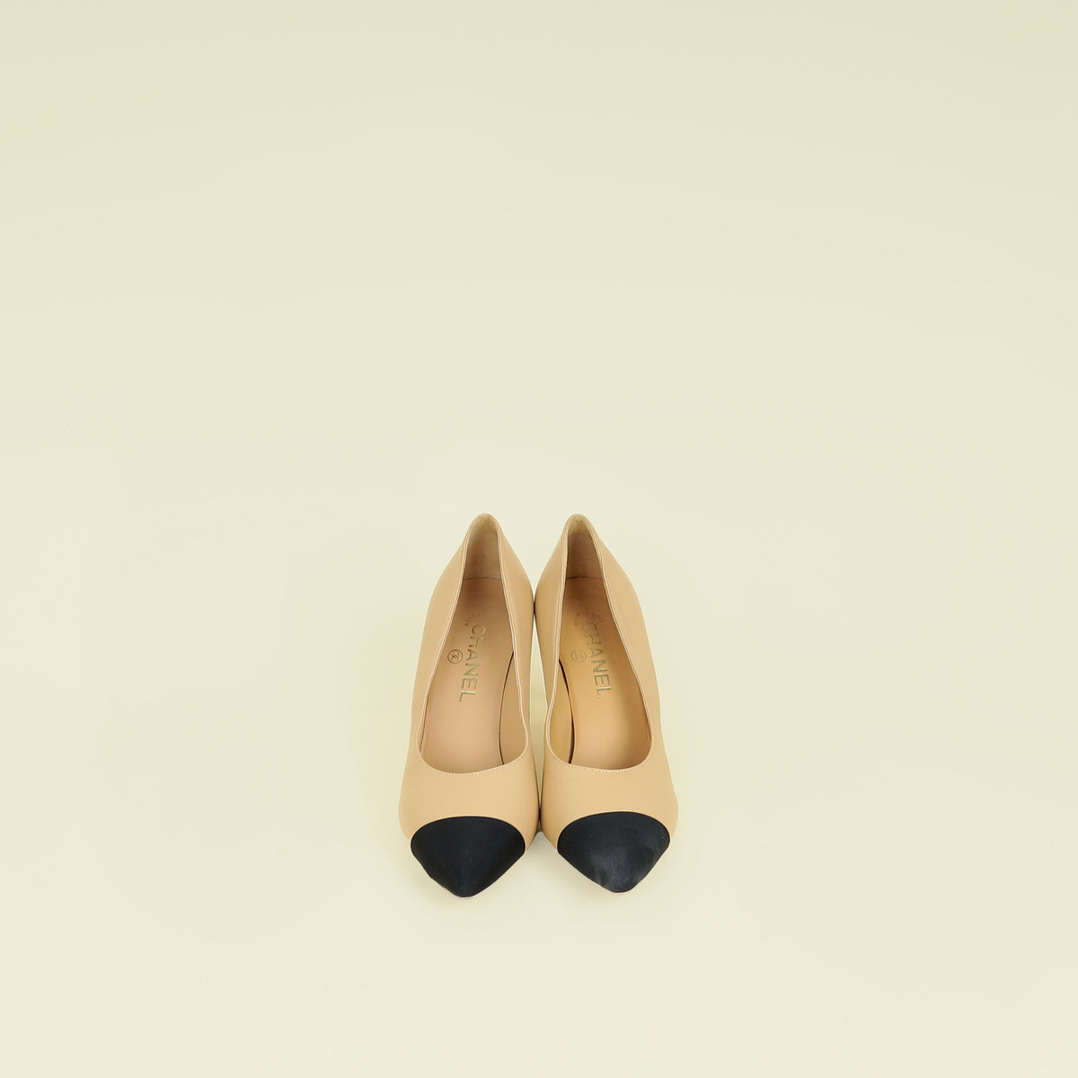 Chanel Bicolor Pearl Heel Pumps 38.5