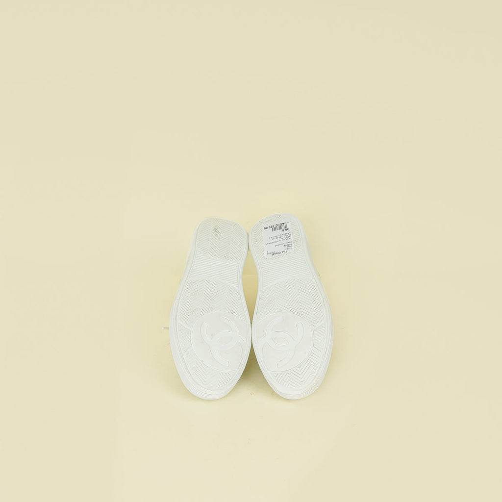 Chanel Metallic Silver CC Trainer Sneaker 38.5