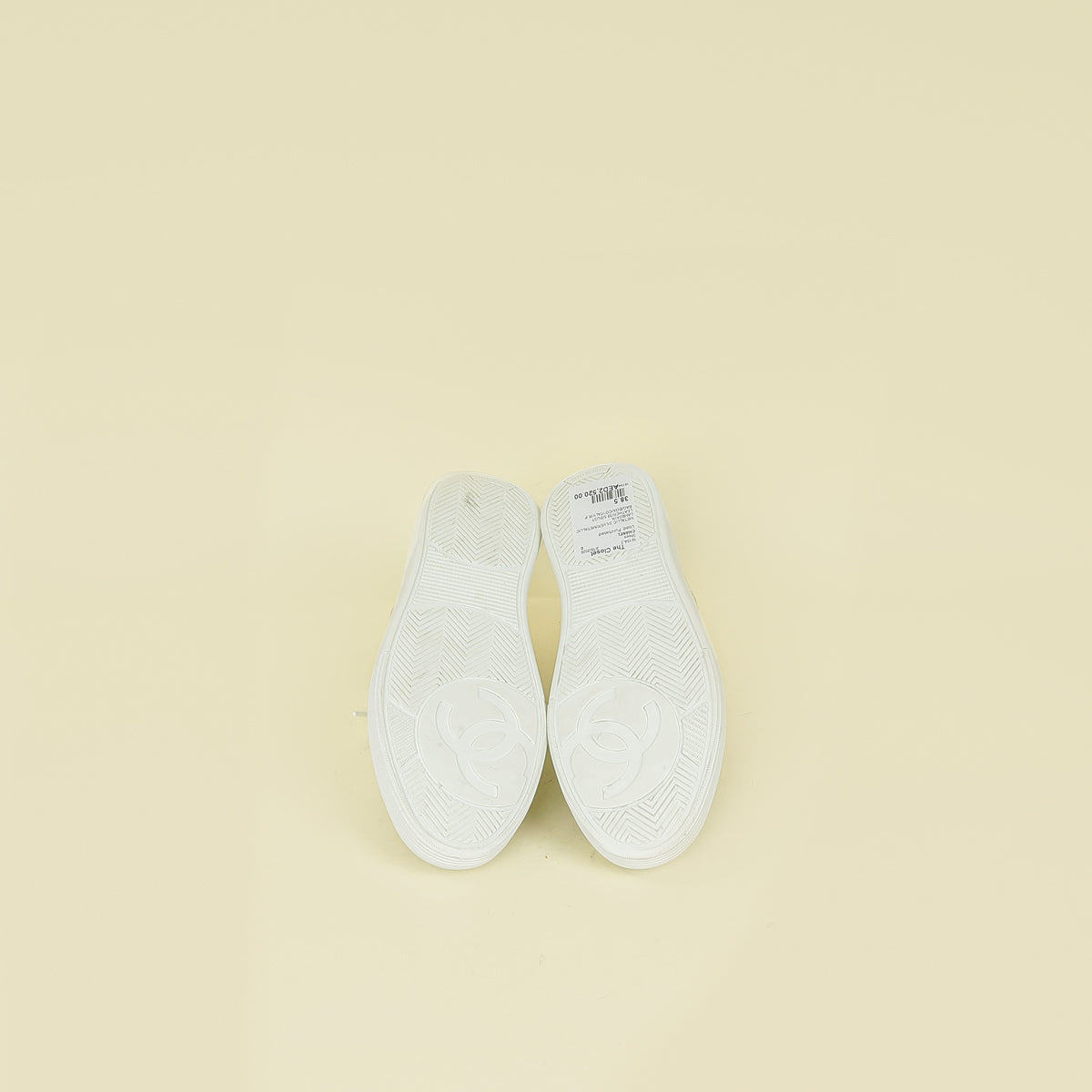 Chanel Metallic Silver CC Trainer Sneaker 38.5