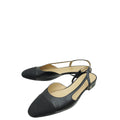 Chanel Black Half D'Orsay Flat Slingback 38.5