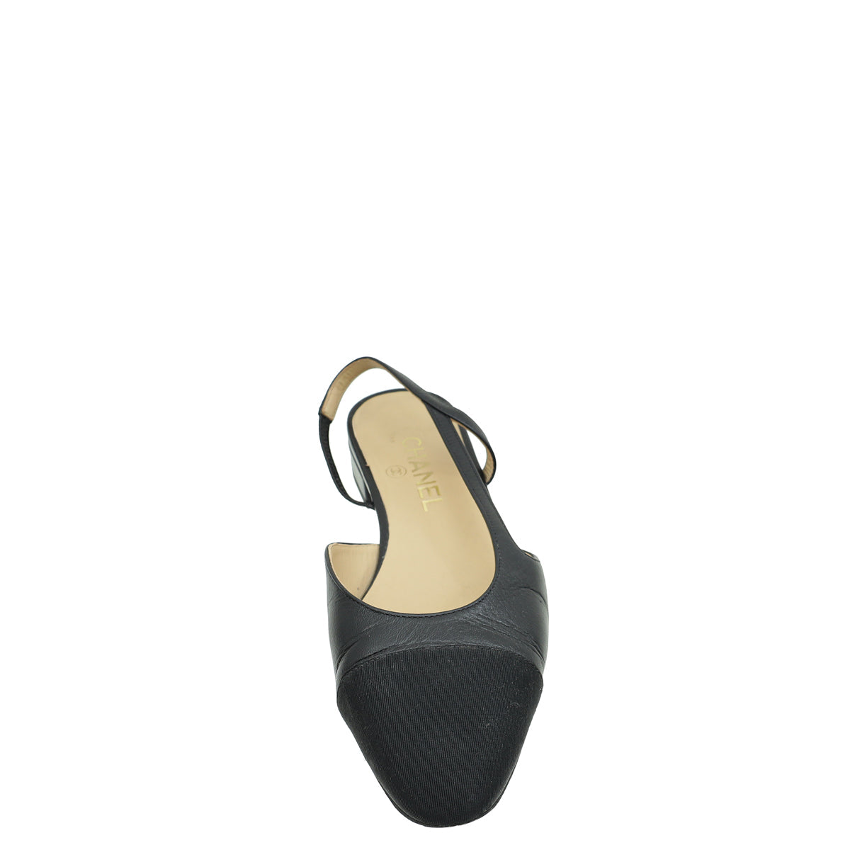 Chanel Black Half D'Orsay Flat Slingback 38.5
