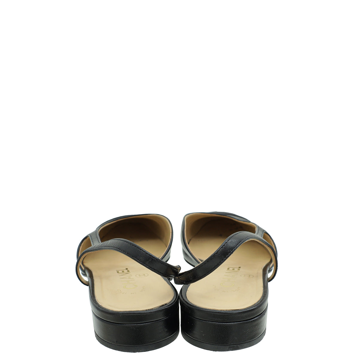 Chanel Black Half D'Orsay Flat Slingback 38.5