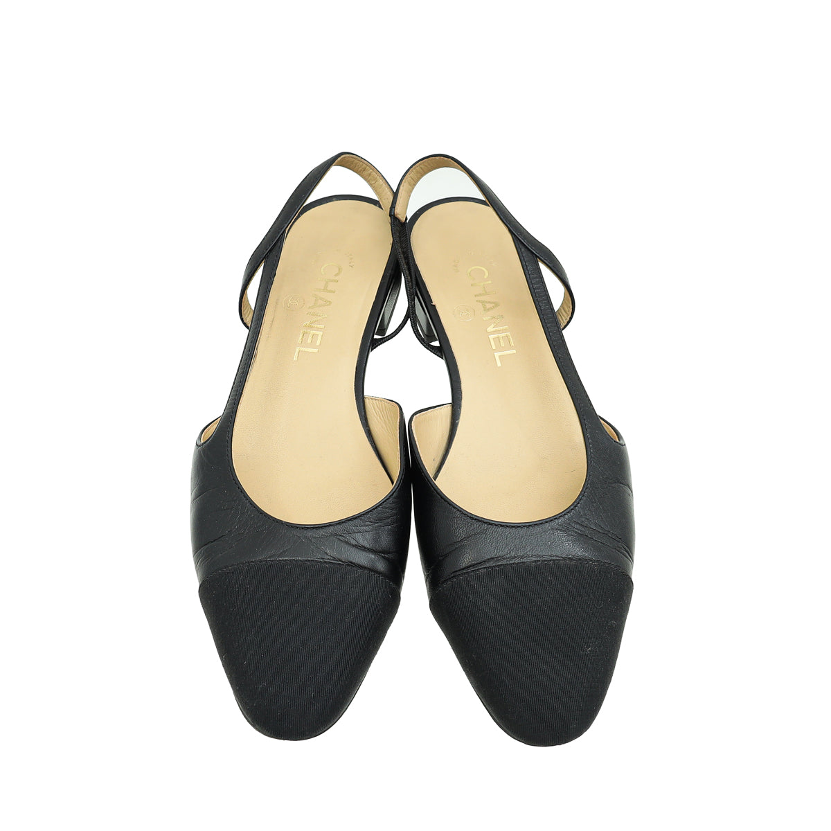 Chanel Black Half D'Orsay Flat Slingback 38.5