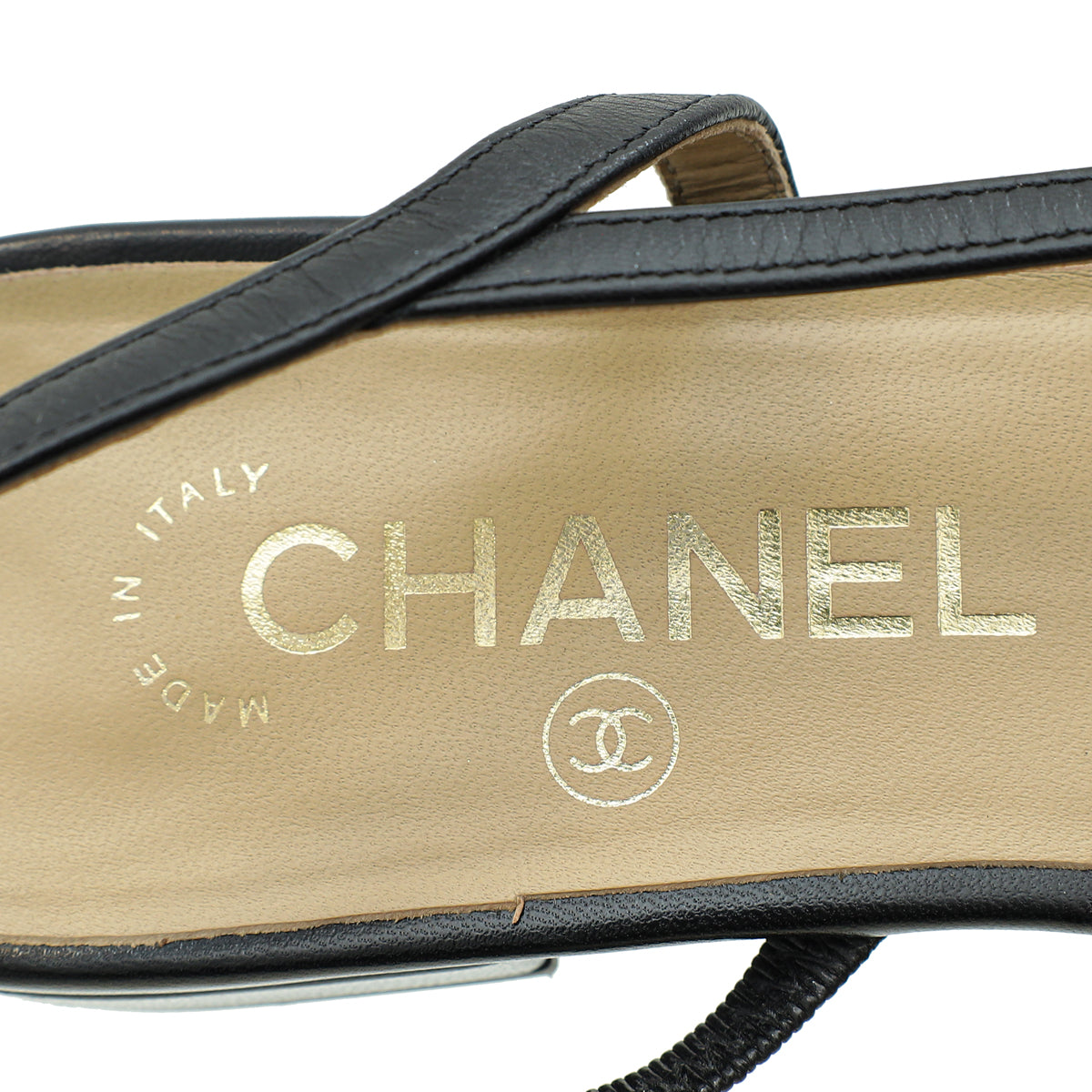 Chanel Black Half D'Orsay Flat Slingback 38.5