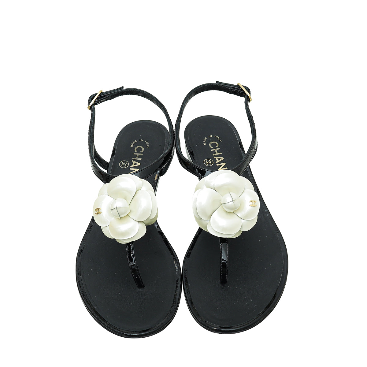 Chanel Bicolor CC Camellia Thong Sandal 38.5