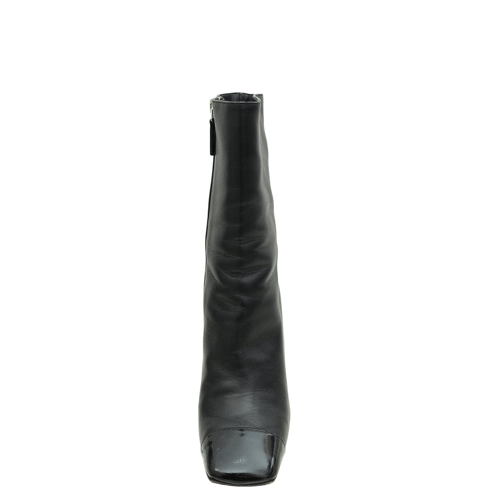 Chanel Black CC Cap Toe Ankle Boot 38.5