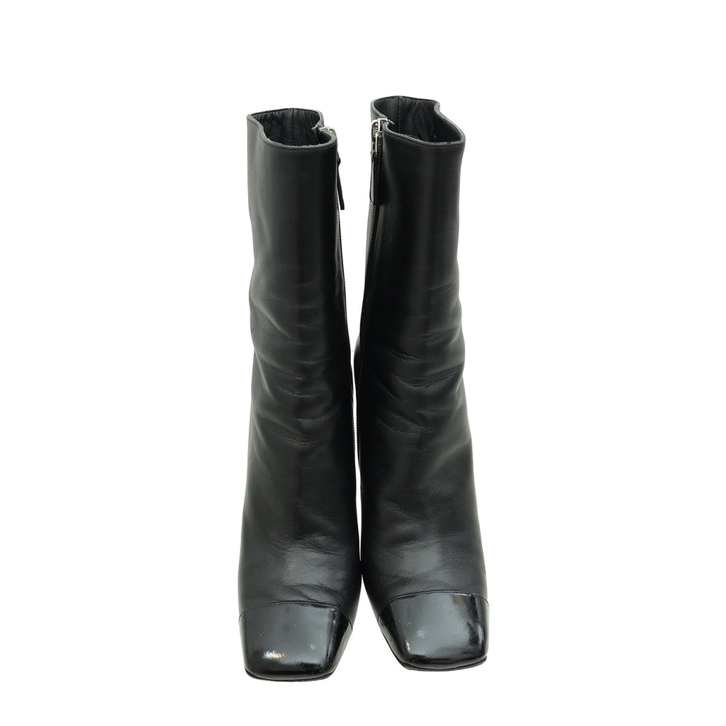 Chanel Black CC Cap Toe Ankle Boot 38.5
